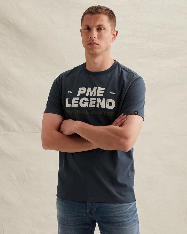 PME Legend regular fit T-shirt met logo donkerblauw - Foto 3