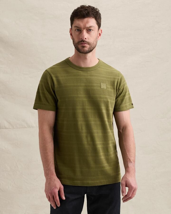 PME LEGEND T-shirt met streeppatroon en wafelstructuur