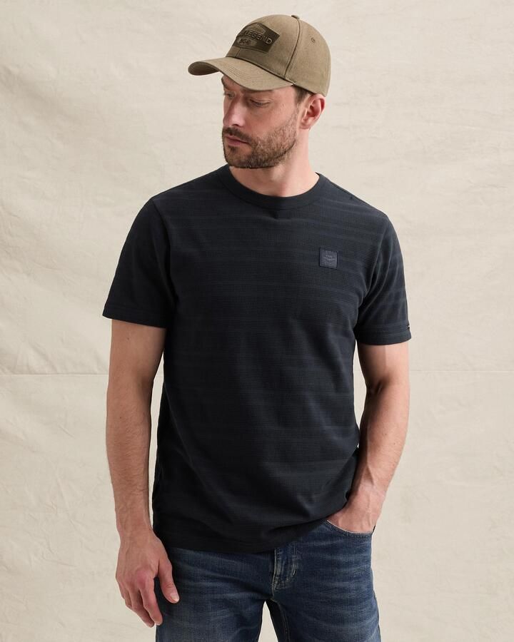PME LEGEND T-shirt met streeppatroon en wafelstructuur