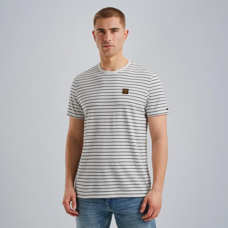 PME LEGEND Heren Polo's & T-shirts Short Sleeve R-neck Yd Melange Striped Jersey Beige - Foto 7