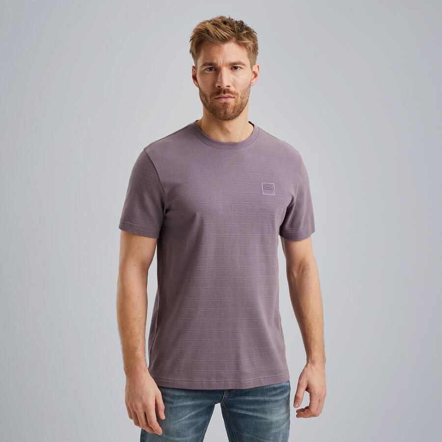 PME Legend Gestreept korte mouw R-hals T-shirt Purple Heren