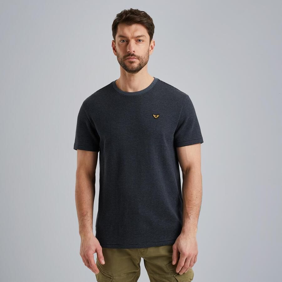 PME Legend T-Shirt Textured Stripe Navy