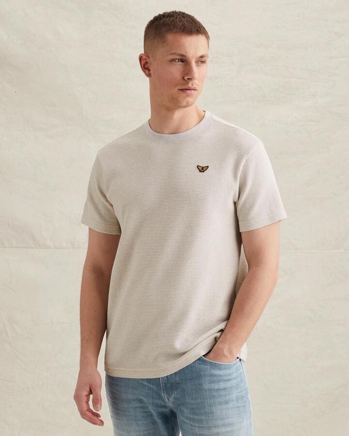 PME LEGEND Heren Polo's & T-shirts Two Tone Textured Stripe Ecru - Foto 7