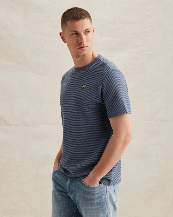 PME LEGEND Heren Polo's & T-shirts Two Tone Textured Stripe Blauw - Foto 7