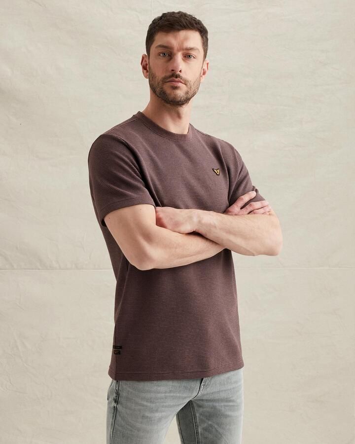 PME LEGEND T-shirt met tweetonig streeppatroon en structuur - Foto 3
