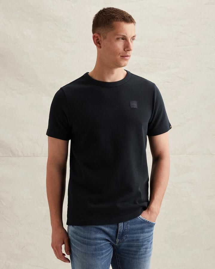 PME Legend regular T-shirt fijn gebreid donkerblauw - Foto 4