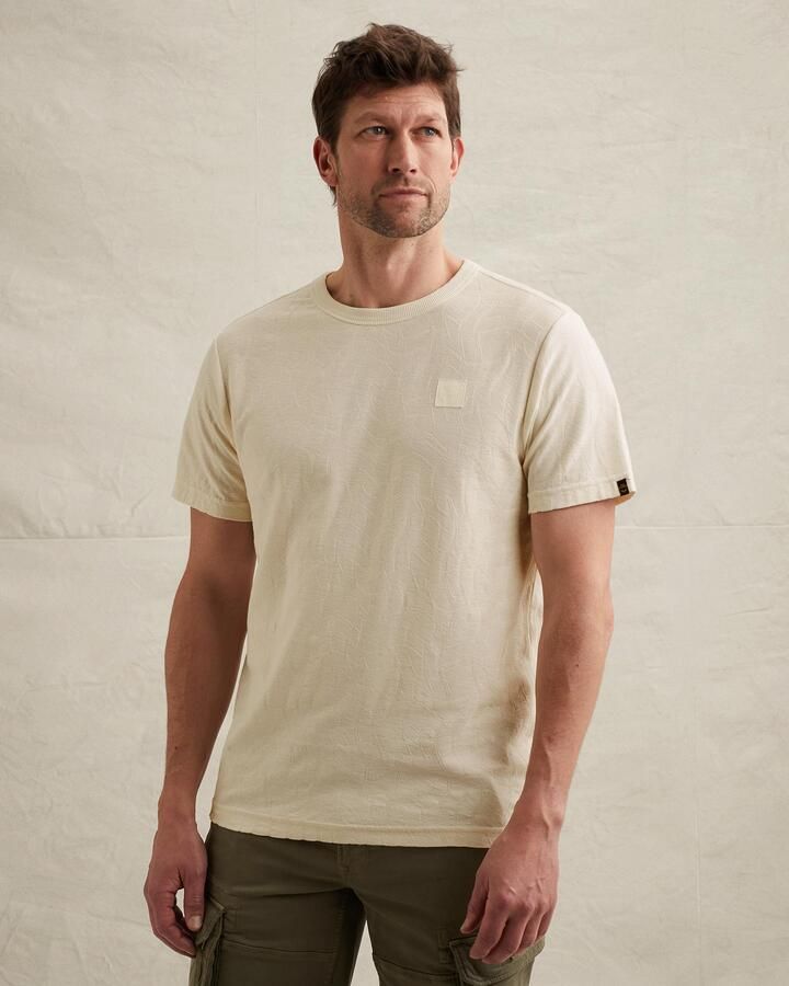 PME LEGEND Heren Polo's & T-shirts Short Sleeve R-neck Jacquard Jersey Creme - Foto 5