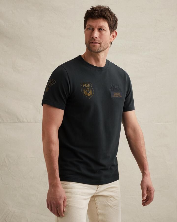 PME LEGEND T-shirt van jersey met meerdere badges