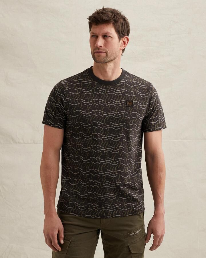 PME LEGEND T-shirt van slub jersey met allover print en badge - Foto 3