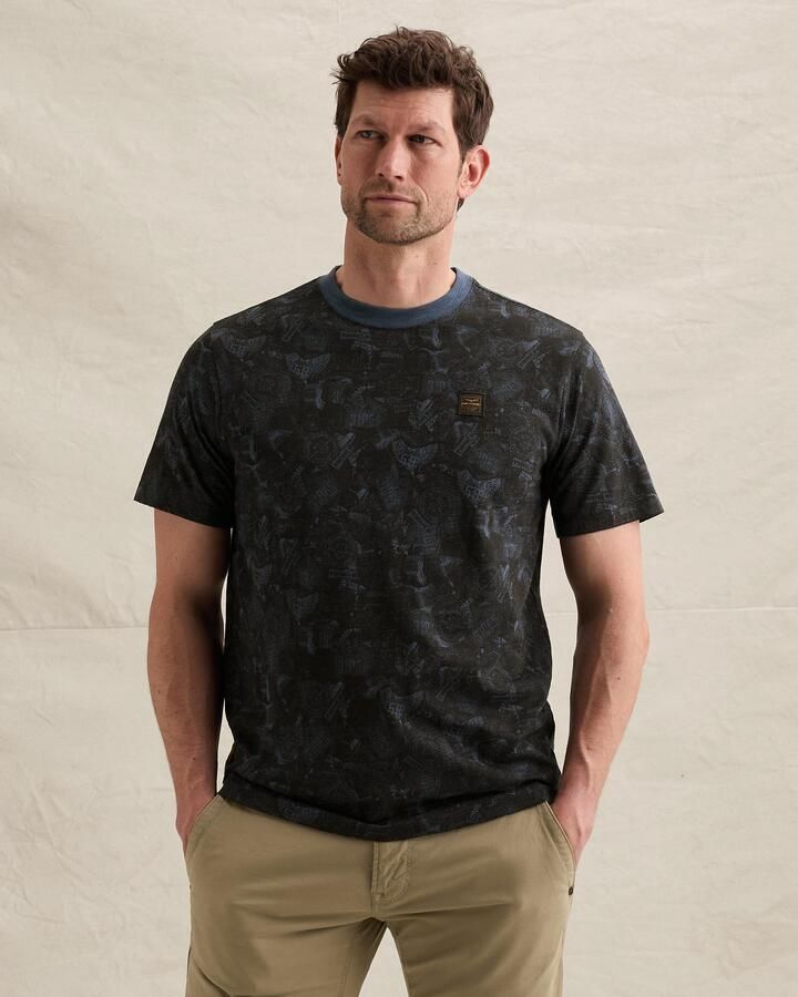 PME LEGEND T-shirt van slub jersey met subtiel allover print - Foto 3