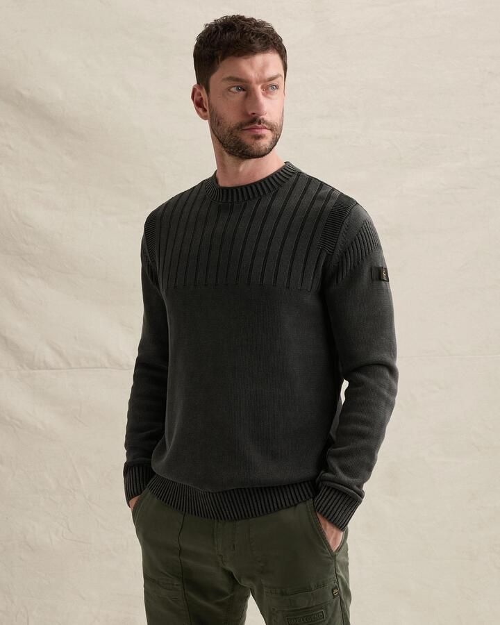 PME LEGEND Trui met garment-dye wassing en stone-washed look
