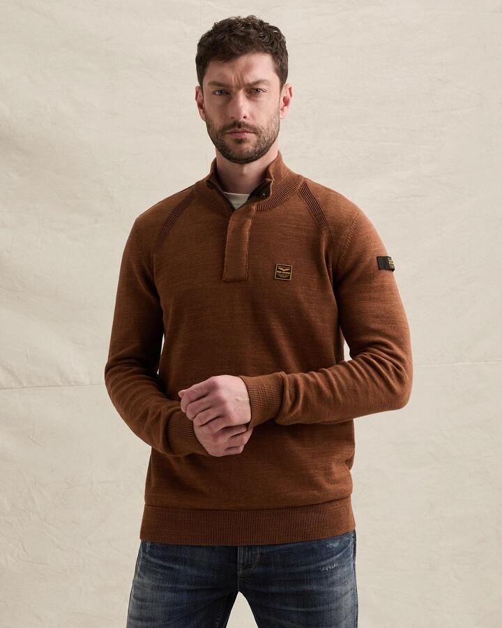 PME Legend katoenen regular fit gebreide gemêleerde trui arabian spice - Foto 3