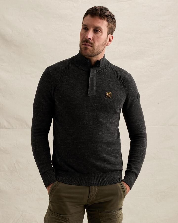 PME LEGEND Heren Truien & Vesten Half Zip Collar Cotton Rib Donkergrijs - Foto 3