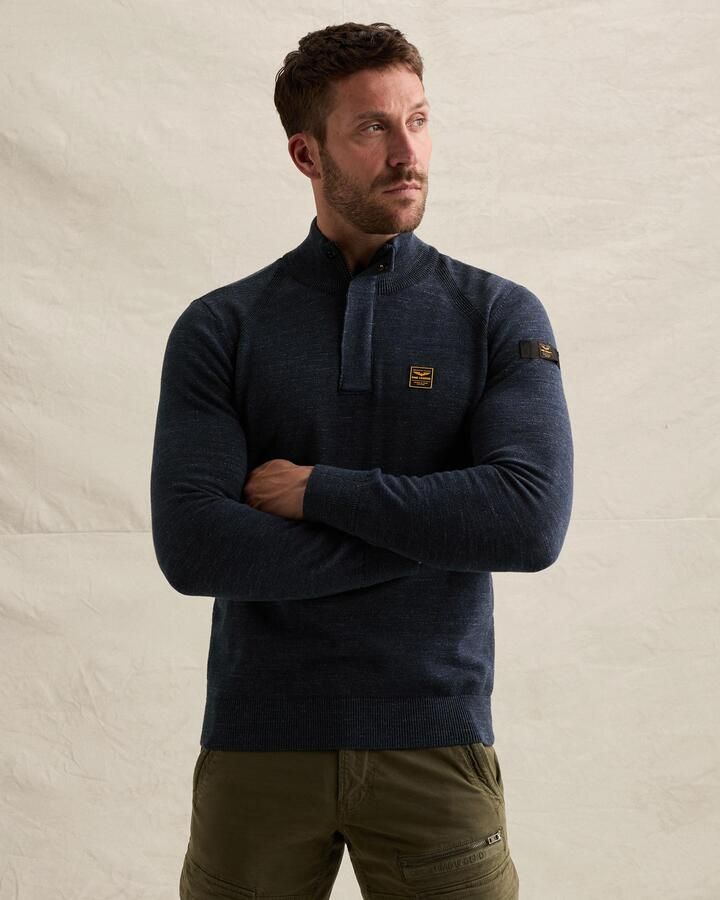 PME LEGEND Heren Truien & Vesten Half Zip Collar Cotton Rib Donkerblauw - Foto 2