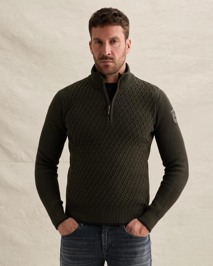 PME LEGEND Heren Truien & Vesten Half Zip Collar Cotton Donkergroen - Foto 5