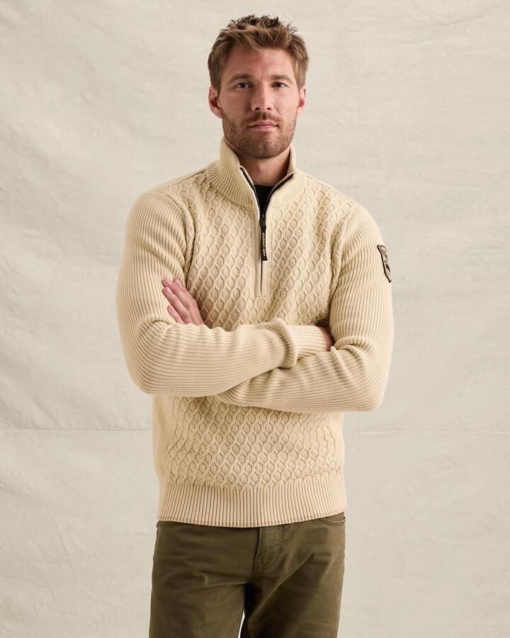 PME LEGEND Heren Truien & Vesten Half Zip Collar Cotton Ecru - Foto 8