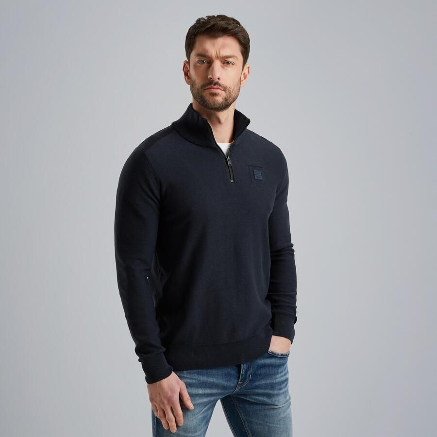 PME LEGEND Heren Truien & Vesten Half Zip Collar Cotton Modal Donkerblauw - Foto 5