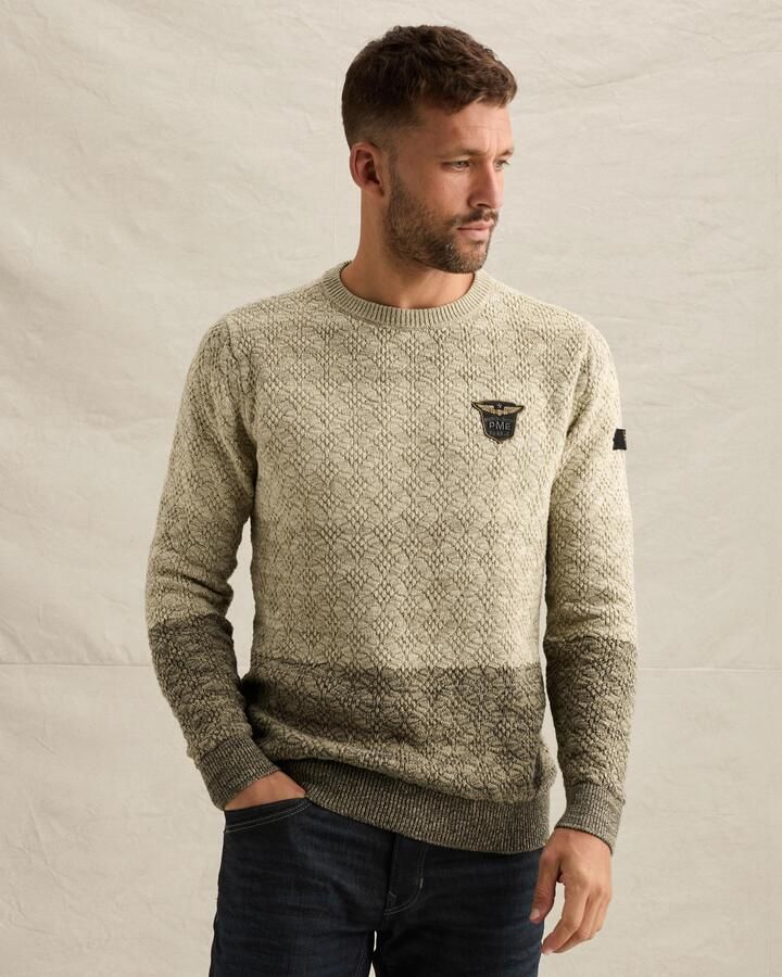 PME Legend Regular fit gebreide pullover van zuivere katoen met labeldetail - Foto 3