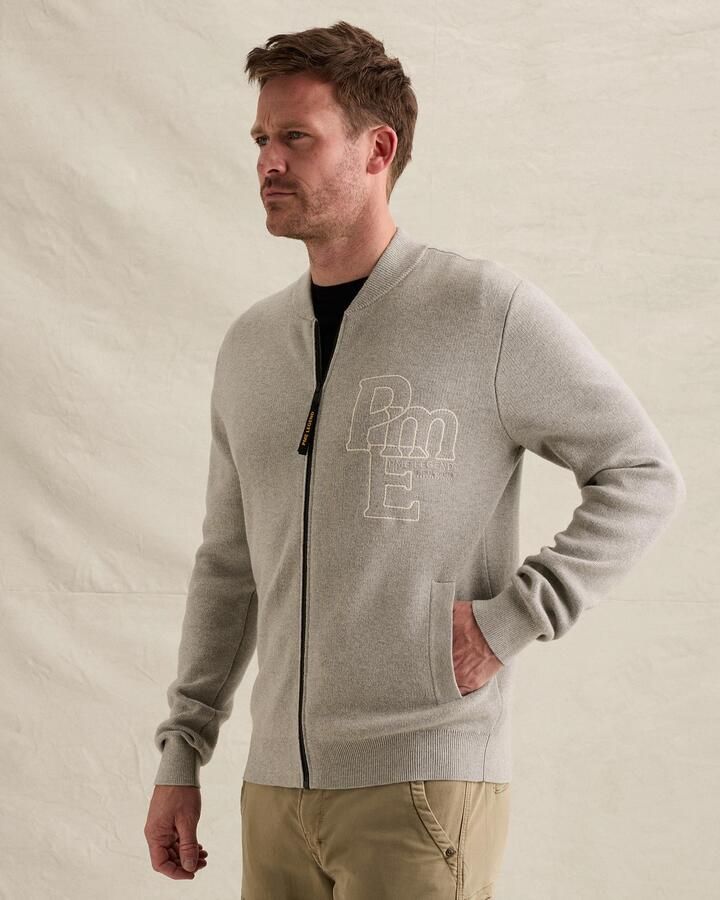 PME Legend gebreid vest met borduursels print en wol grijs - Foto 3