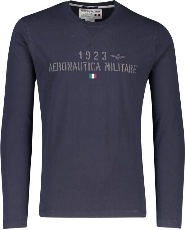 Aeronautica militare t-shirt lange mouw blauw met opdruk