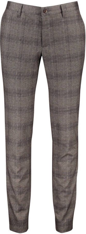 Alberto Slim-Fit Geruite Jersey Broek met Riemlussen Brown Heren - Foto 2
