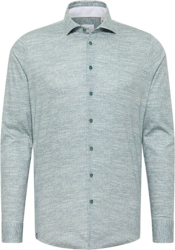 Blue Industry casual overhemd slim fit groen semi-wide spread boord - Foto 3