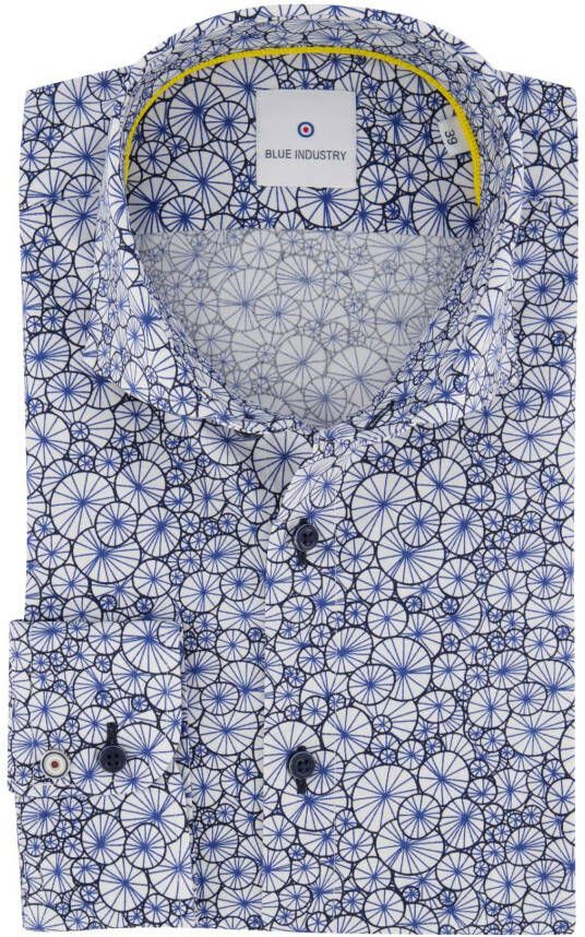 Blue Industry Overhemd Blauw Dessin