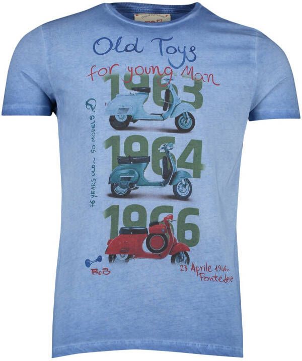 BOB Blauw t-shirt gemeleerd met scooter print