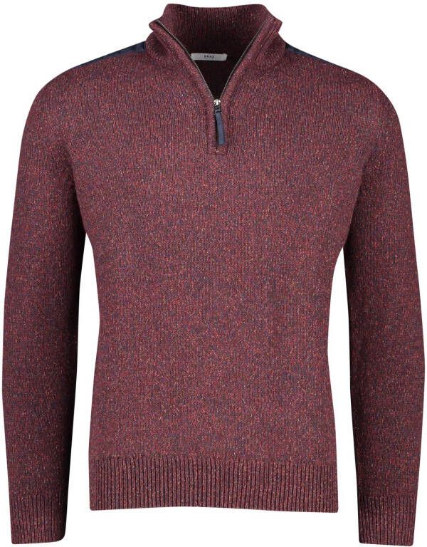 BRAX Bordeaux Half Zip Sweater Red Heren