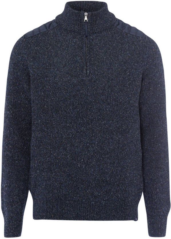 BRAX trui opstaande kraag donkerblauw effen