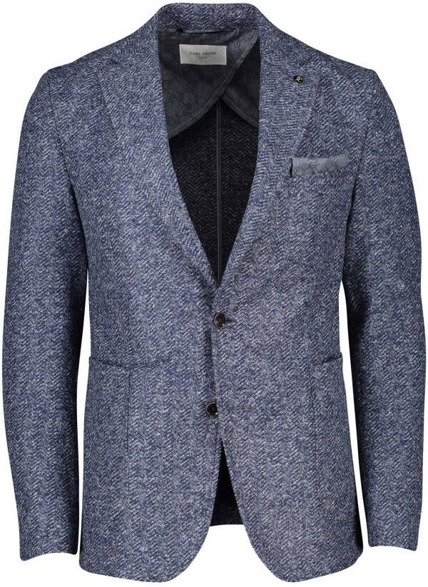 Carl gross colbert blauw effen wol normale fit