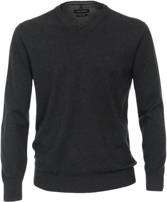 Casa Moda Gemeleerde v-hals trui grijs