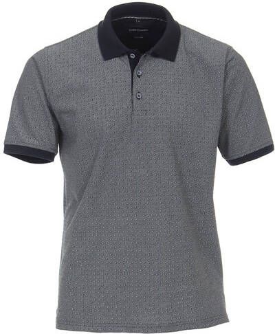 Casa Moda polo normale fit grijs patroon geprint katoen