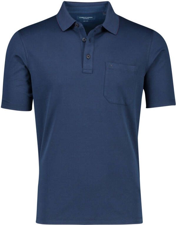 Casa Moda polo wijde fit donkerblauw effen katoen