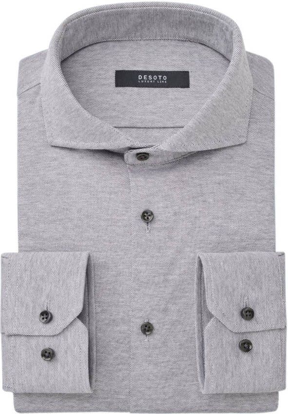 Desoto business overhemd grijs slim fit effen katoen
