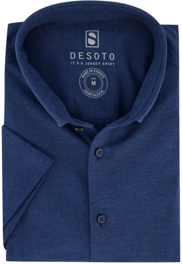 Desoto Korte mouwen overhemd gemeleerd blauw