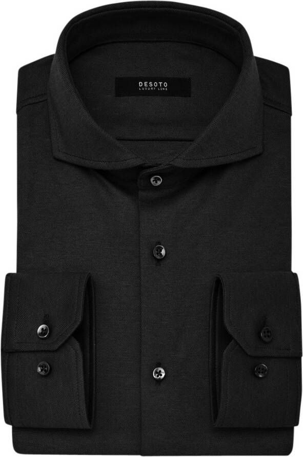 Desoto Zwart overhemd business slim fit effen katoen