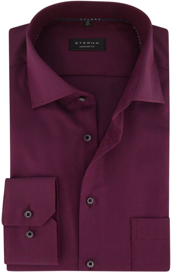 Eterna business overhemd Comfort Fit wijde fit bordeaux effen katoen