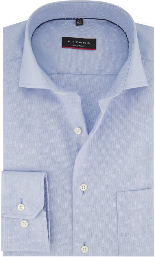 Eterna business overhemd Modern Fit normale fit lichtblauw geprint katoen