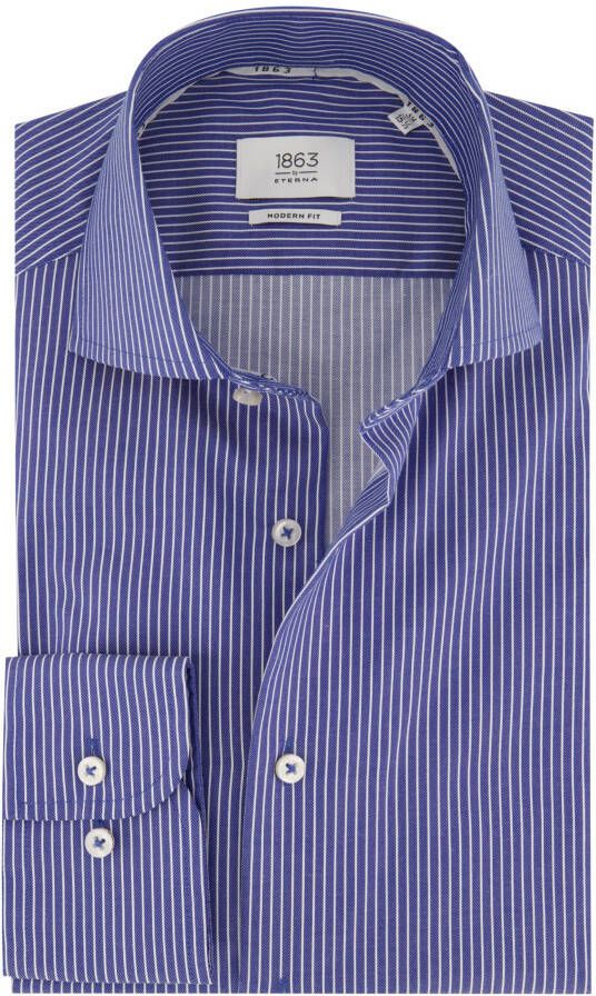 Eterna business overhemd normale fit blauw gestreept katoen