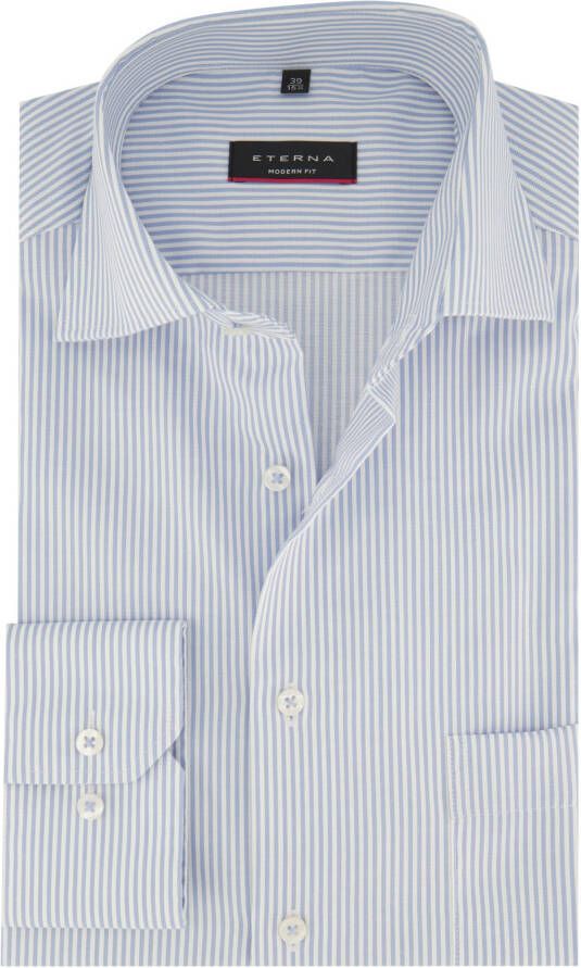 Eterna business overhemd normale fit lichtblauw wit gestreept katoen