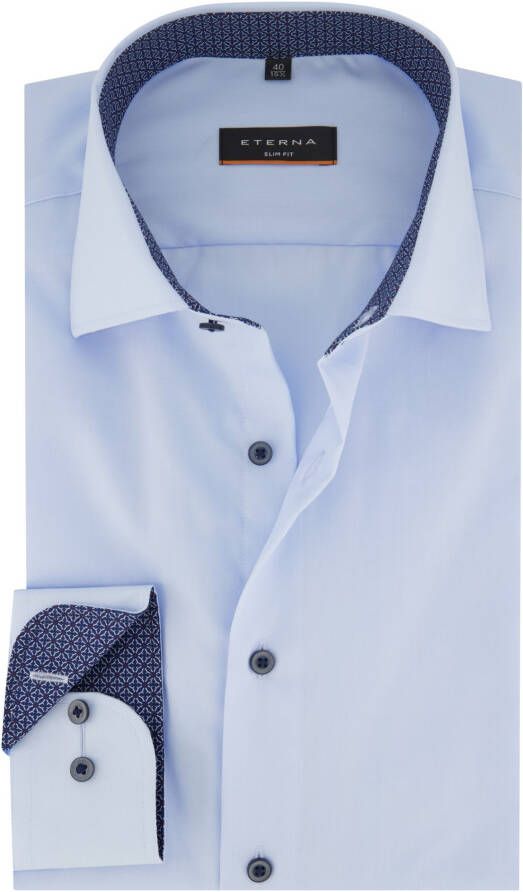 Eterna business overhemd slim fit lichtblauw effen katoen
