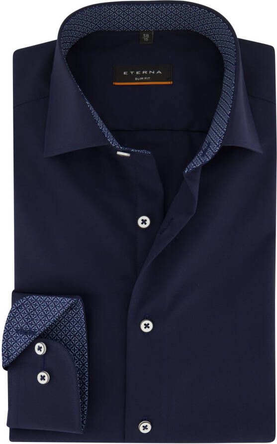 Eterna business overhemd Slim Fit slim fit donkerblauw effen katoen