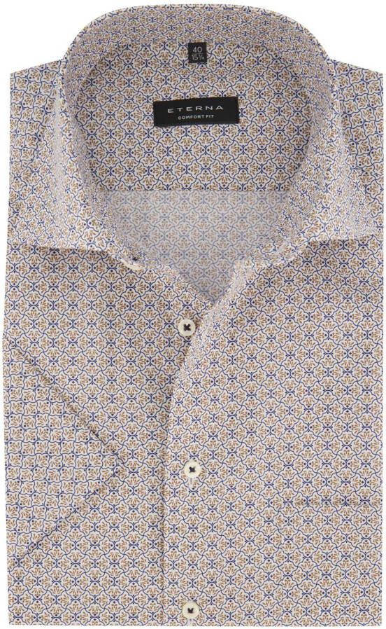 Eterna Blauwe overhemdjurk met korte mouwen Multicolor Heren