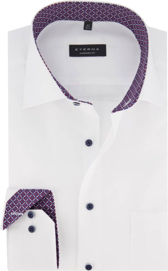 Eterna overhemd mouwlengte 7 Comfort Fit wit katoen strijkvrij