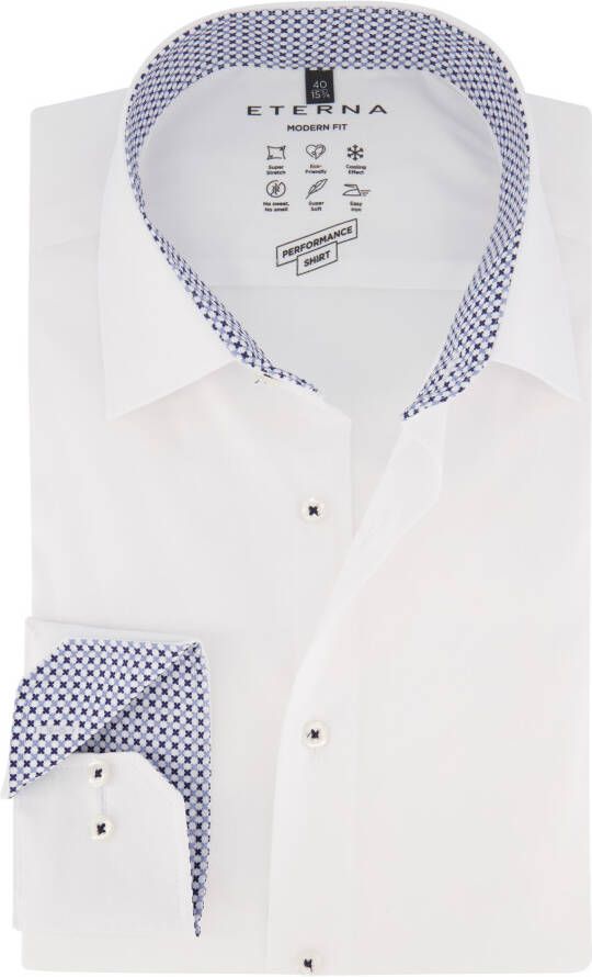Eterna overhemd mouwlengte 7 Modern Fit wit effen semi-wide spread boord