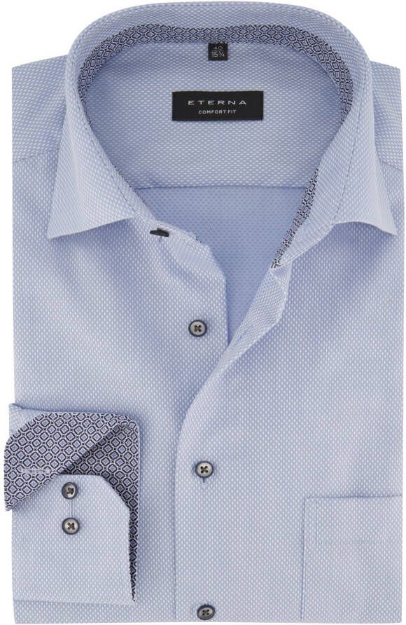 Eterna business overhemd Comfort Fit wijde fit lichtblauw geprint katoen