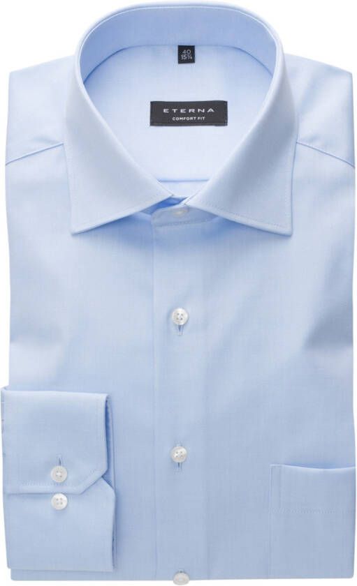 Eterna shirt met borstzak effen lichtblauw