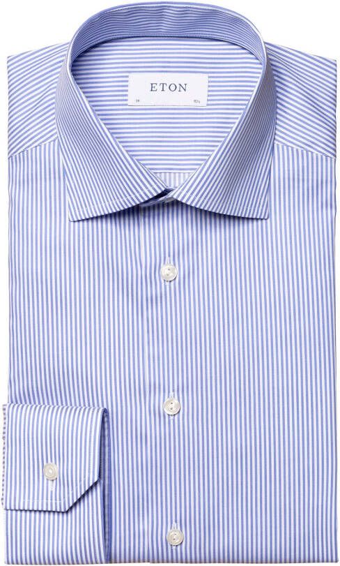 Eton business overhemd normale fit blauw wit gestreept katoen