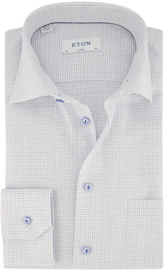 Eton business overhemd normale fit lichtblauw wit geruit